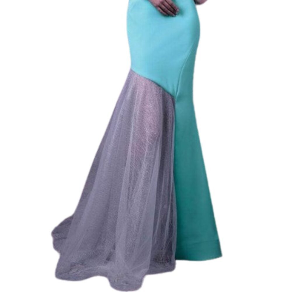 SALE NWT MNM Couture G1010 Evening Dress Aqua Size 6 - Picture 2 of 4